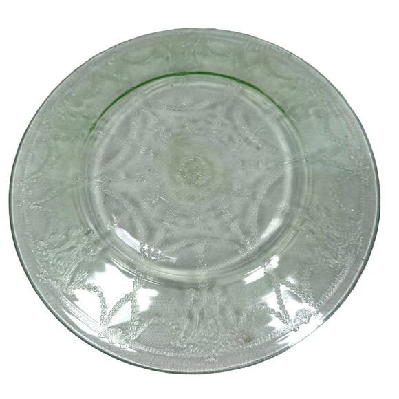 Vintage Anchor Hocking Uranium Glass Cameo Ballerina Dinner Plates UV Lot of 2 - Picture 3 of 6